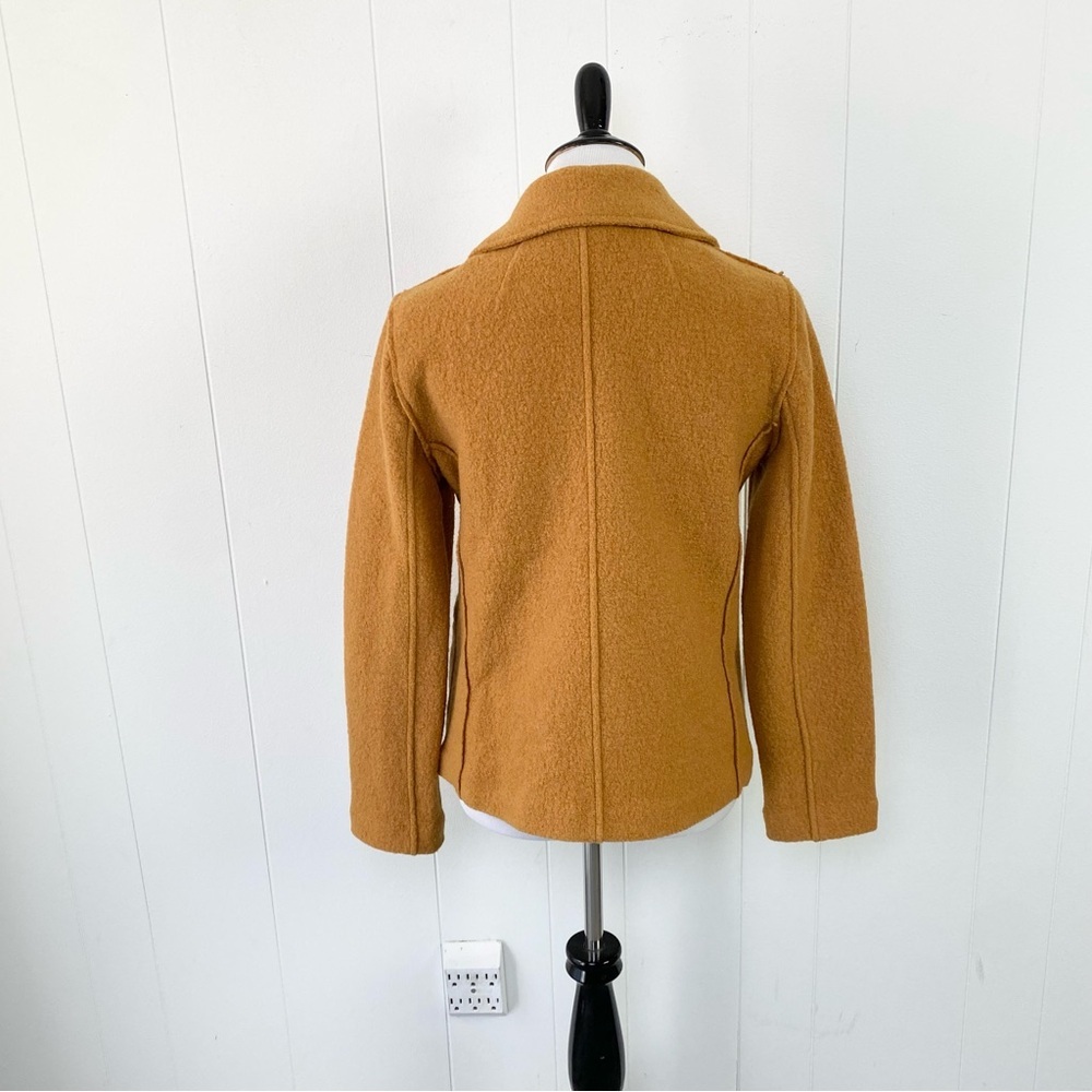 J Crew Womens Italian Boiled Wool Double Breasted Peacoat Jacket Yellow Size 4 - Picture 2 of 13